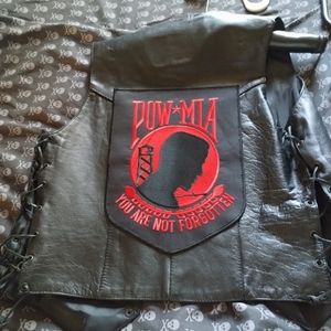 Leather vest with POW-MIA Patch